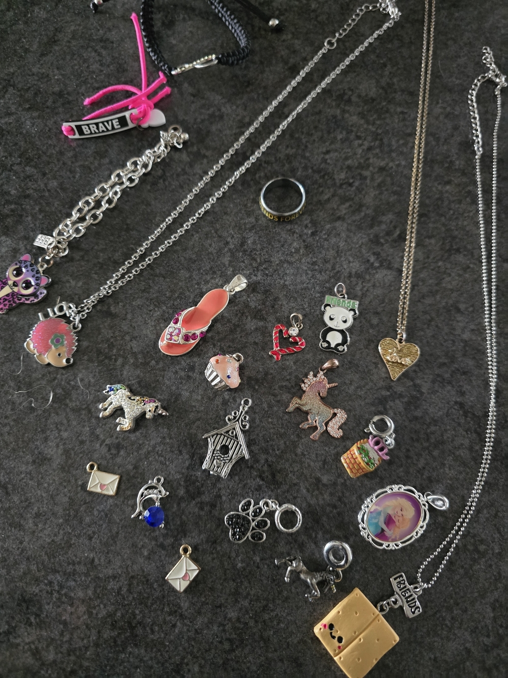 Pink Charm Necklace and Bracelet Charm Collection